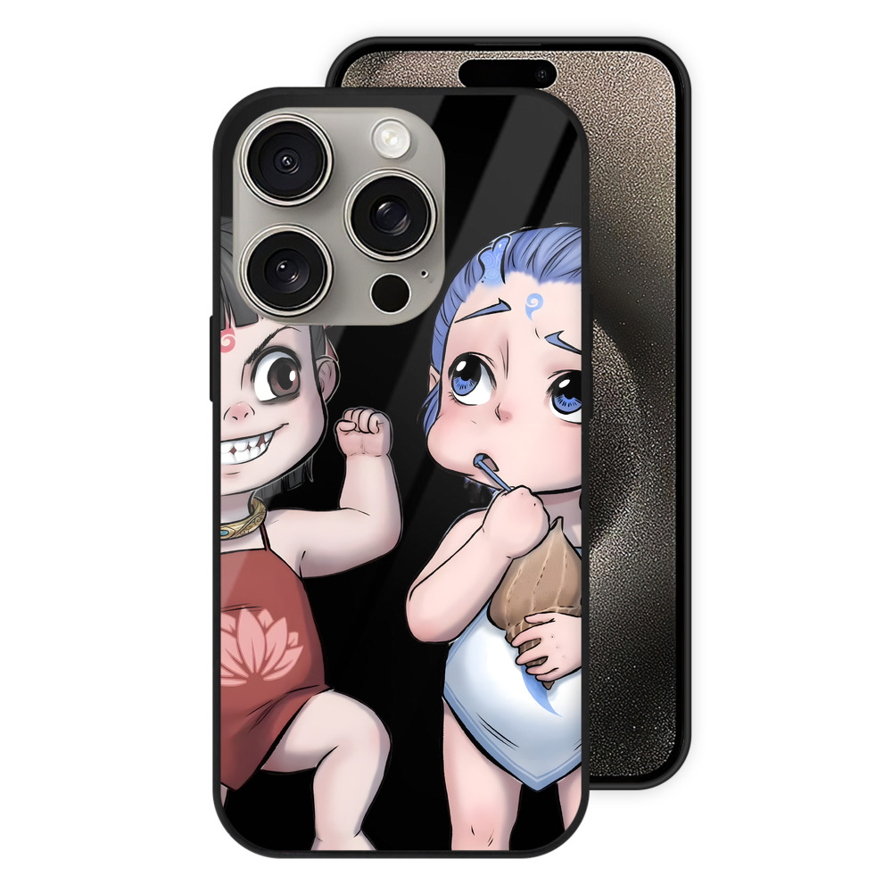 （画像用） Ne Zha 2 ナタ 魔童の大暴れ 【iPhone15Pro対応】スマホケース 耐衝撃＆黄変防止 背面ガラス