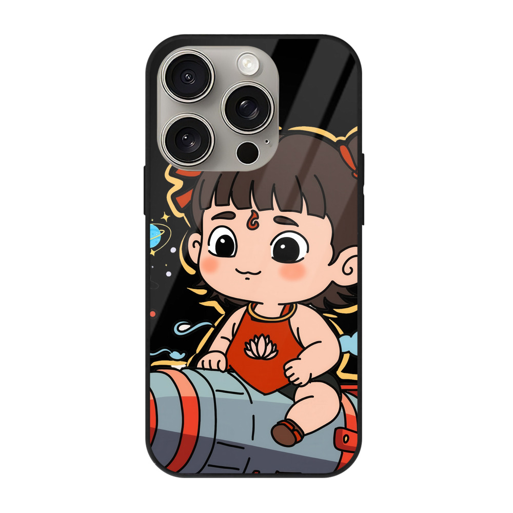 （画像用） Ne Zha 2 ナタ 魔童の大暴れ 【iPhone15Pro対応】スマホケース 耐衝撃＆黄変防止 背面ガラス