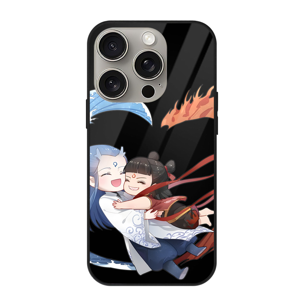 （画像用） Ne Zha 2 ナタ 魔童の大暴れ 【iPhone15Pro対応】スマホケース 耐衝撃＆黄変防止 背面ガラス