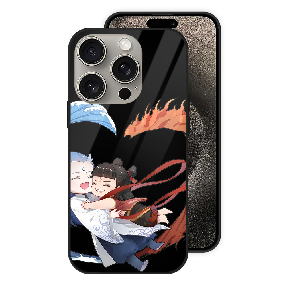 （画像用） Ne Zha 2 ナタ 魔童の大暴れ 【iPhone15Pro対応】スマホケース 耐衝撃＆黄変防止 背面ガラス