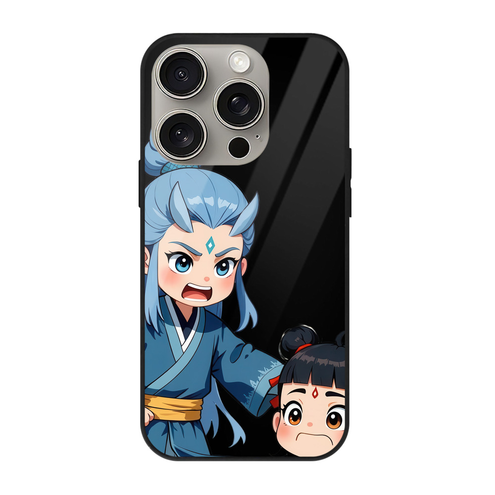 （画像用） Ne Zha 2 ナタ 魔童の大暴れ 【iPhone15Pro対応】スマホケース 耐衝撃＆黄変防止 背面ガラス