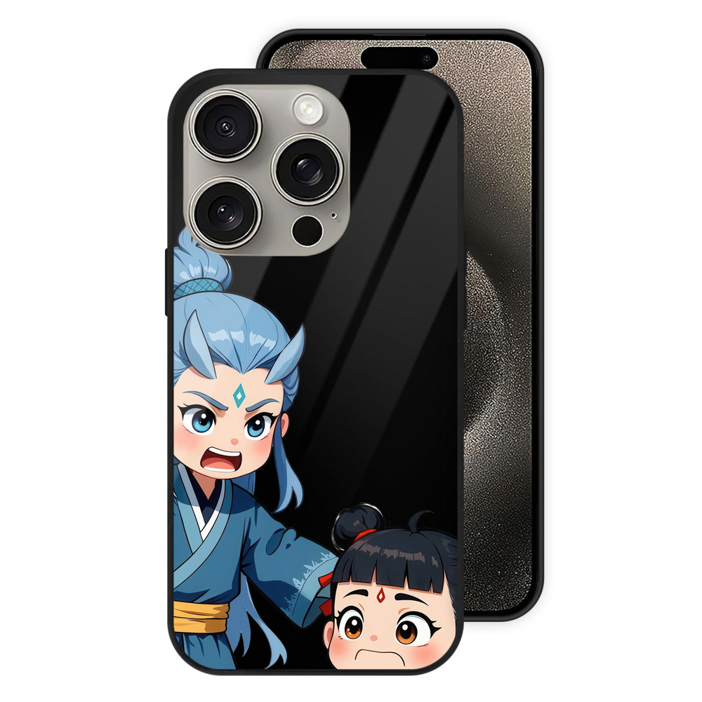 （画像用） Ne Zha 2 ナタ 魔童の大暴れ 【iPhone15Pro対応】スマホケース 耐衝撃＆黄変防止 背面ガラス