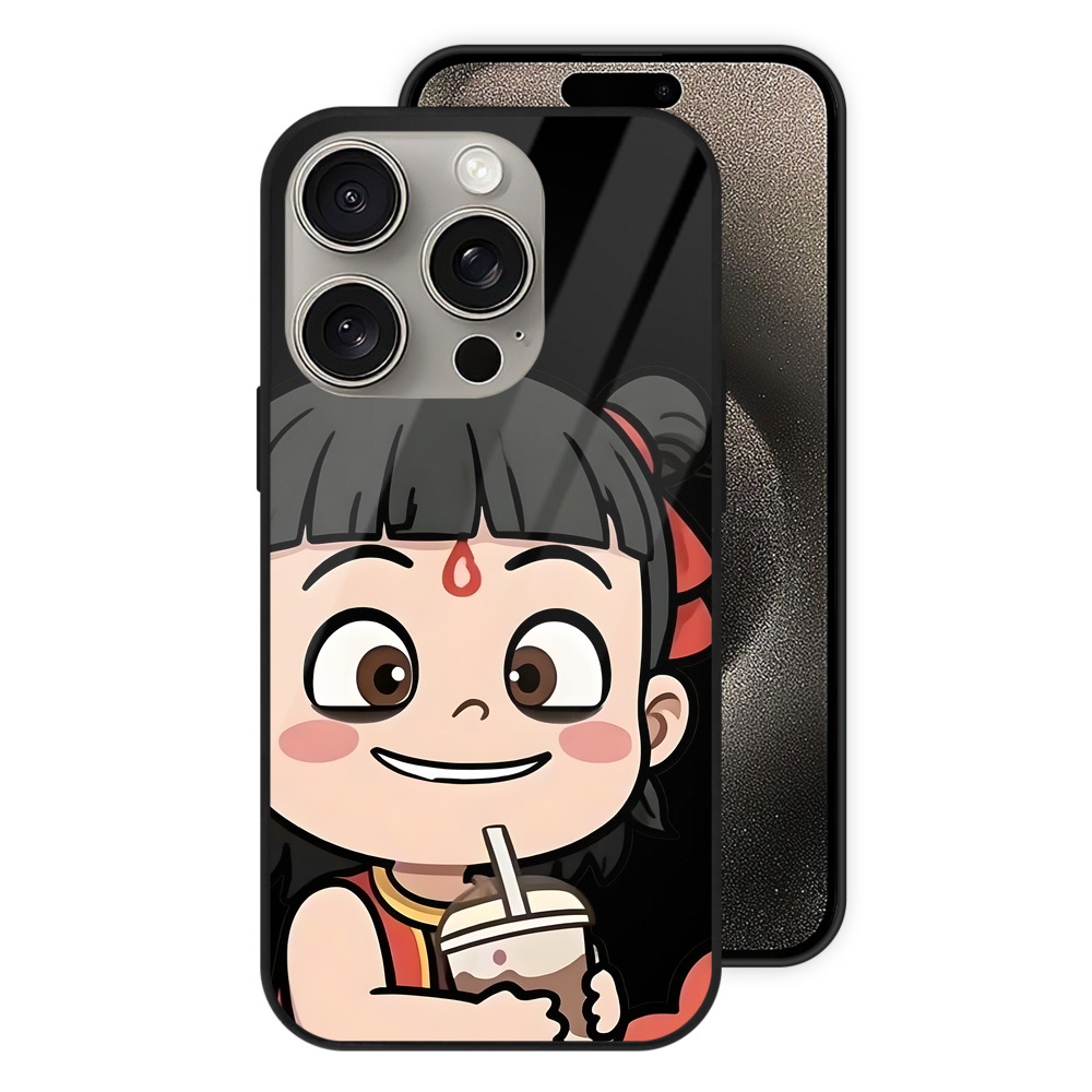 （画像用） Ne Zha 2 ナタ 魔童の大暴れ 【iPhone15Pro対応】スマホケース 耐衝撃＆黄変防止 背面ガラス