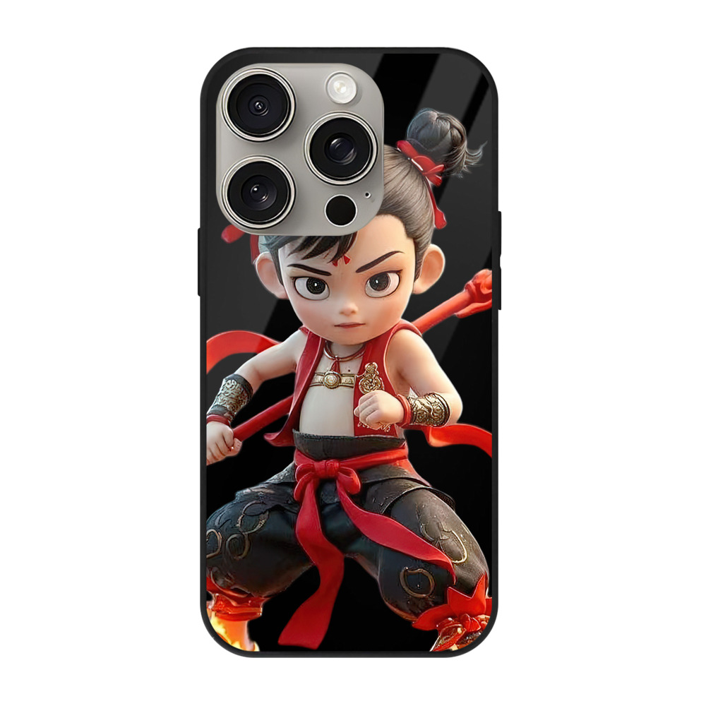 （画像用） Ne Zha 2 ナタ 魔童の大暴れ 【iPhone15Pro対応】スマホケース 耐衝撃＆黄変防止 背面ガラス
