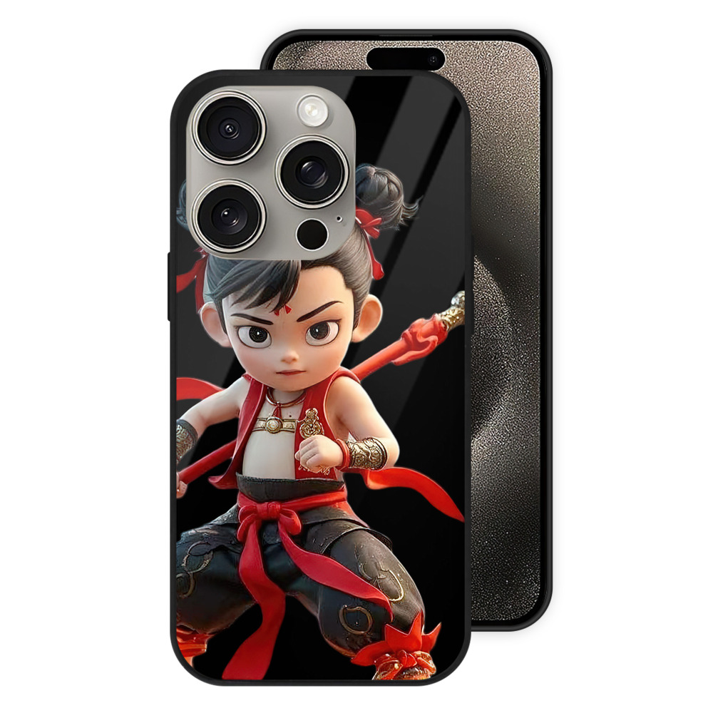 （画像用） Ne Zha 2 ナタ 魔童の大暴れ 【iPhone15Pro対応】スマホケース 耐衝撃＆黄変防止 背面ガラス