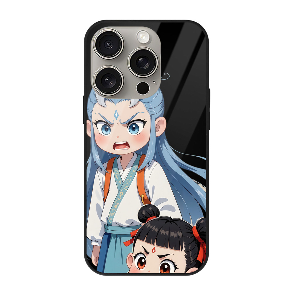 （画像用） Ne Zha 2 ナタ 魔童の大暴れ 【iPhone15Pro対応】スマホケース 耐衝撃＆黄変防止 背面ガラス