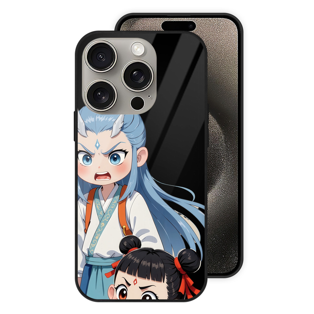 （画像用） Ne Zha 2 ナタ 魔童の大暴れ 【iPhone15Pro対応】スマホケース 耐衝撃＆黄変防止 背面ガラス