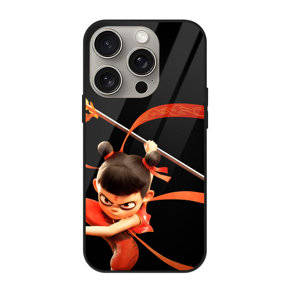 （画像用） Ne Zha 2 ナタ 魔童の大暴れ 【iPhone15Pro対応】スマホケース 耐衝撃＆黄変防止 背面ガラス