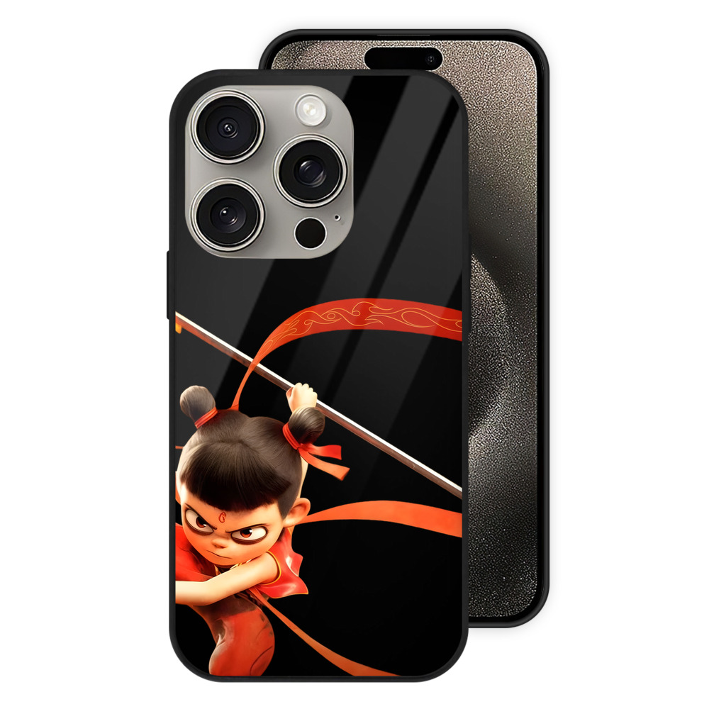 （画像用） Ne Zha 2 ナタ 魔童の大暴れ 【iPhone15Pro対応】スマホケース 耐衝撃＆黄変防止 背面ガラス