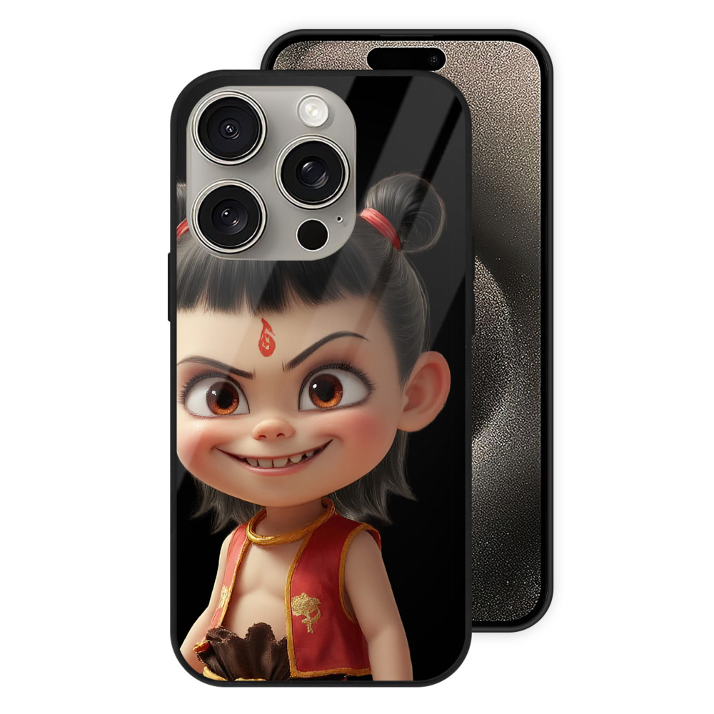 （画像用） Ne Zha 2 ナタ 魔童の大暴れ 【iPhone15Pro対応】スマホケース 耐衝撃＆黄変防止 背面ガラス