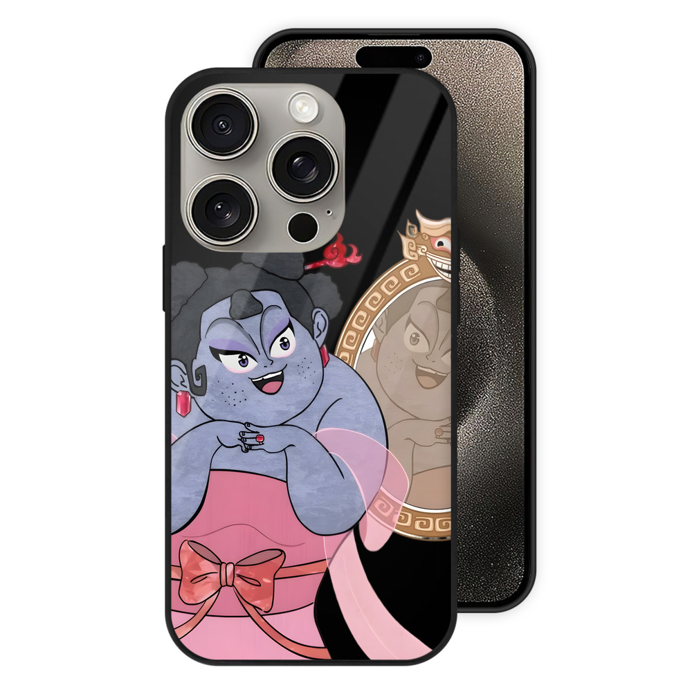 （画像用） Ne Zha 2 ナタ 魔童の大暴れ 【iPhone15Pro対応】スマホケース 耐衝撃＆黄変防止 背面ガラス