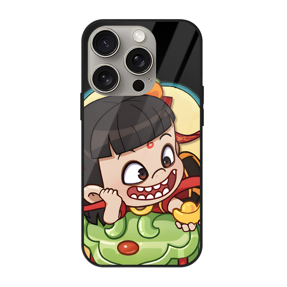（画像用） Ne Zha 2 ナタ 魔童の大暴れ 【iPhone15Pro対応】スマホケース 耐衝撃＆黄変防止 背面ガラス