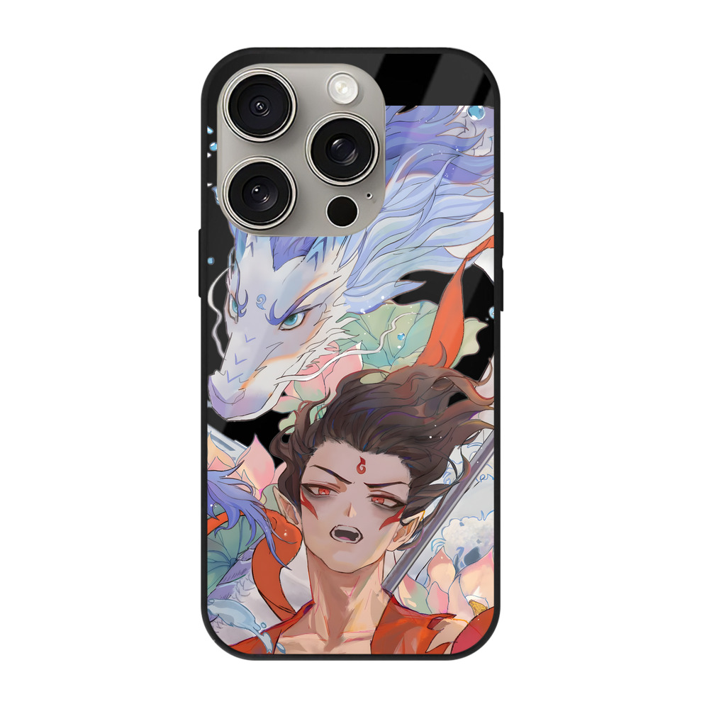 （画像用） Ne Zha 2 ナタ 魔童の大暴れ 【iPhone15Pro対応】スマホケース 耐衝撃＆黄変防止 背面ガラス