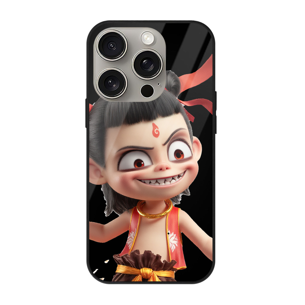 （画像用） Ne Zha 2 ナタ 魔童の大暴れ 【iPhone15Pro対応】スマホケース 耐衝撃＆黄変防止 背面ガラス