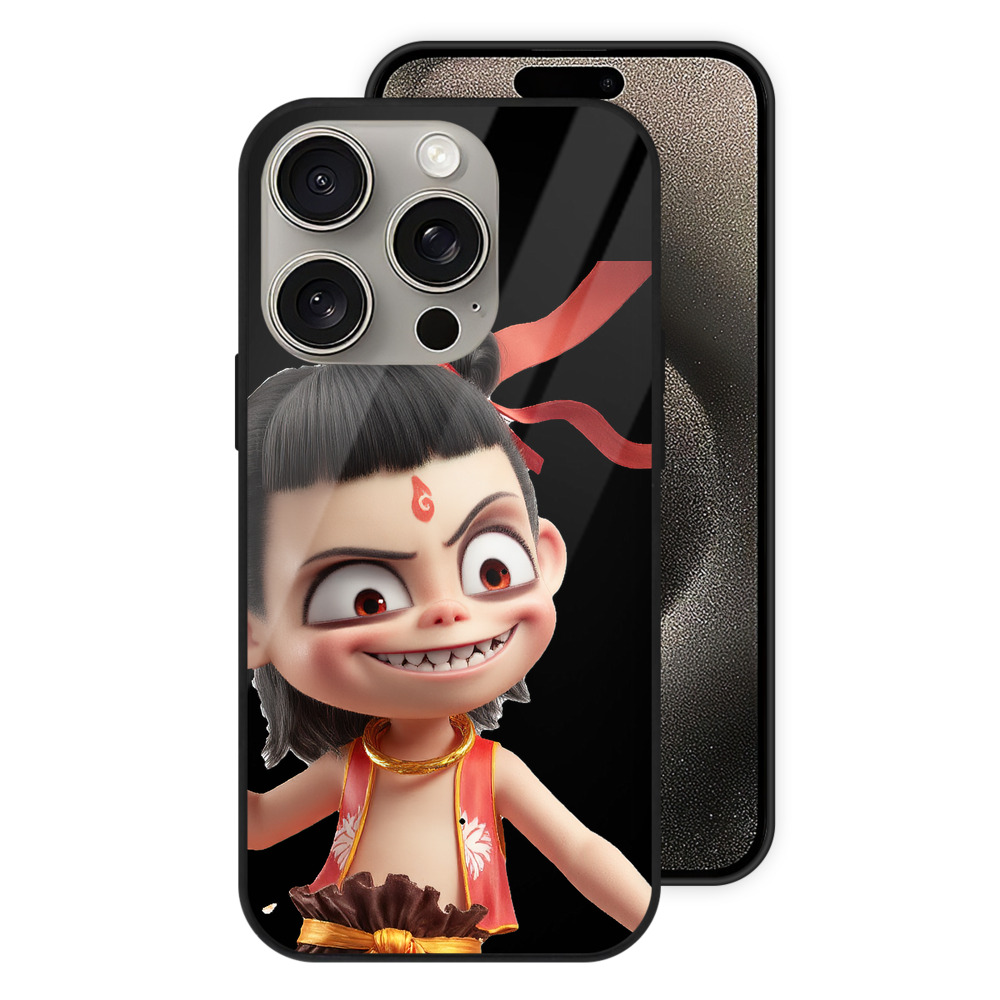 （画像用） Ne Zha 2 ナタ 魔童の大暴れ 【iPhone15Pro対応】スマホケース 耐衝撃＆黄変防止 背面ガラス