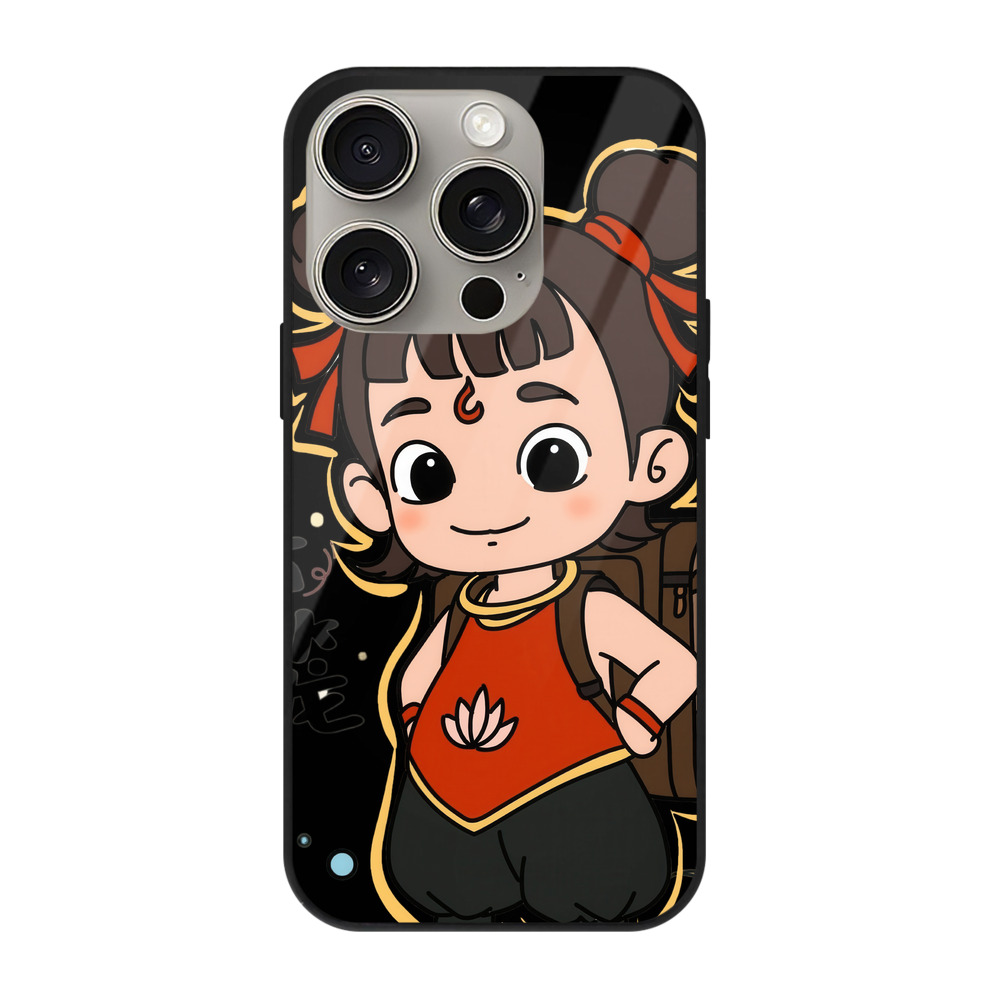 （画像用） Ne Zha 2 ナタ 魔童の大暴れ 【iPhone15Pro対応】スマホケース 耐衝撃＆黄変防止 背面ガラス