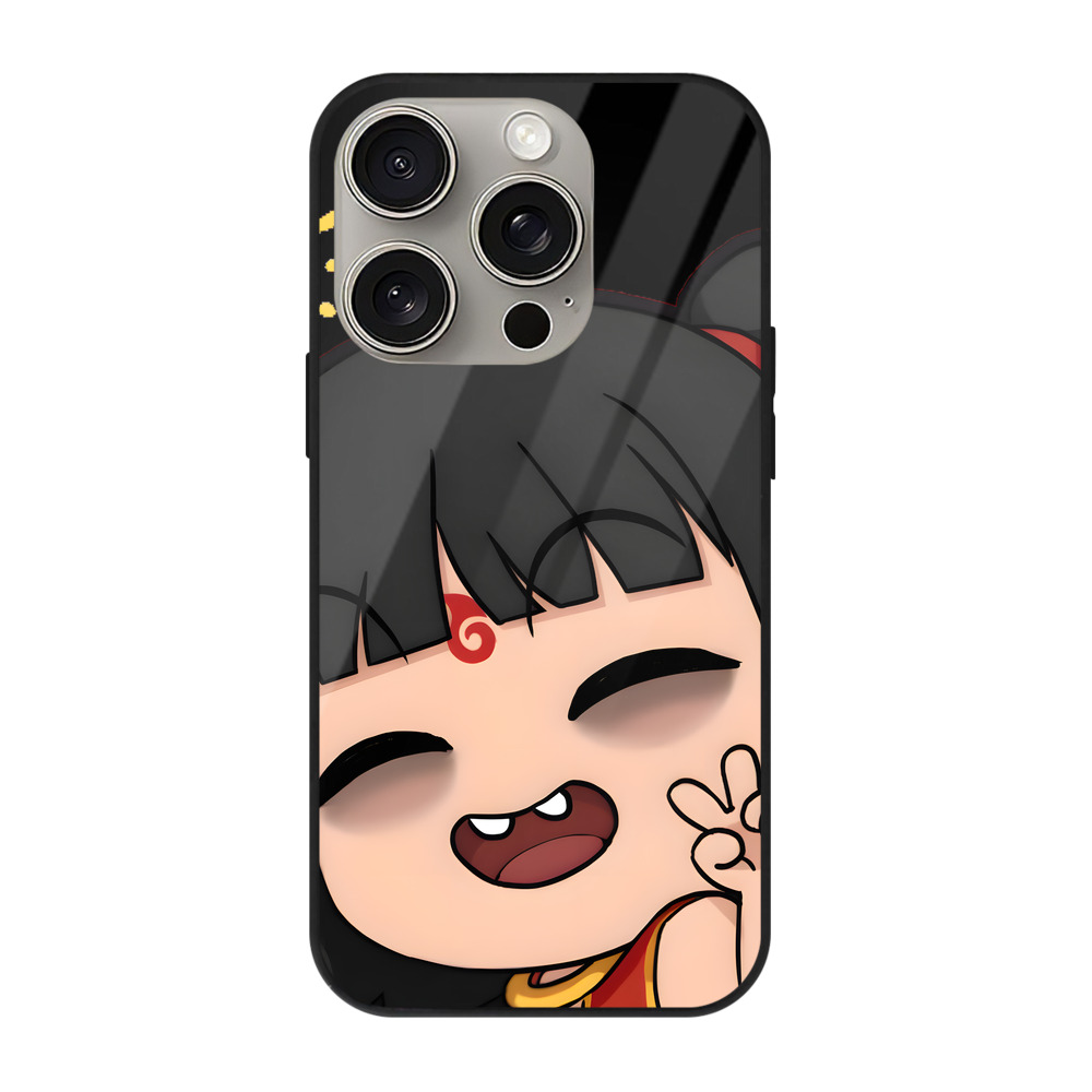（画像用） Ne Zha 2 ナタ 魔童の大暴れ 【iPhone15Pro対応】スマホケース 耐衝撃＆黄変防止 背面ガラス