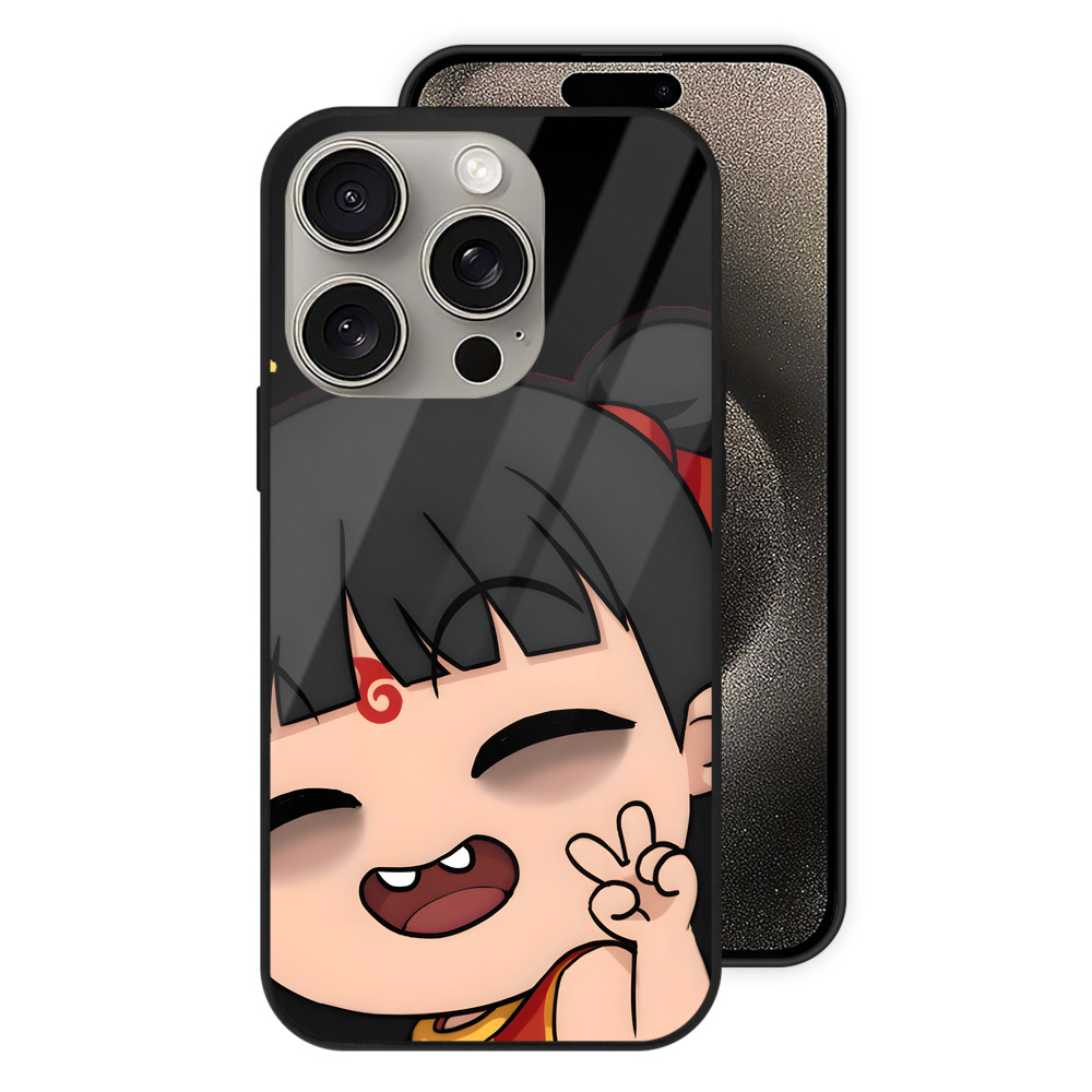 （画像用） Ne Zha 2 ナタ 魔童の大暴れ 【iPhone15Pro対応】スマホケース 耐衝撃＆黄変防止 背面ガラス