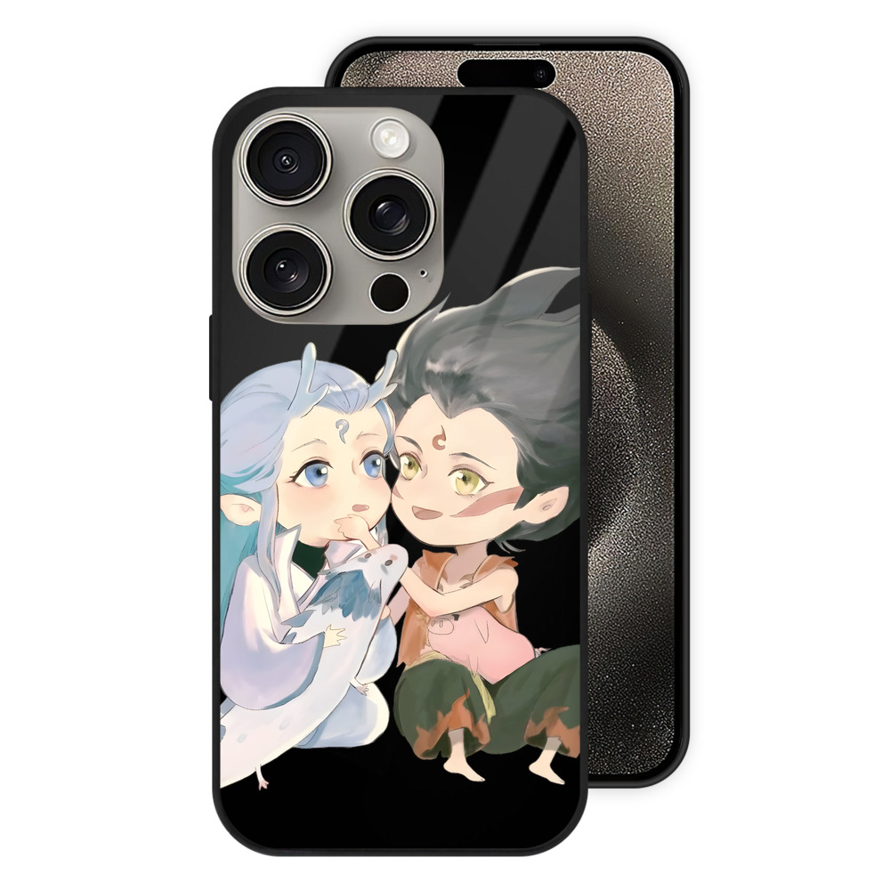 （画像用） Ne Zha 2 ナタ 魔童の大暴れ 【iPhone15Pro対応】スマホケース 耐衝撃＆黄変防止 背面ガラス