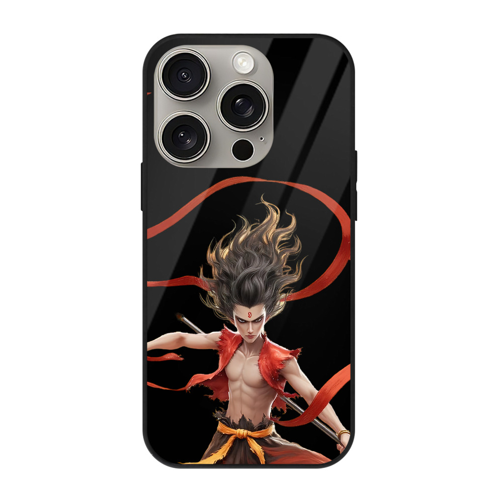 （画像用） Ne Zha 2 ナタ 魔童の大暴れ 【iPhone15Pro対応】スマホケース 耐衝撃＆黄変防止 背面ガラス