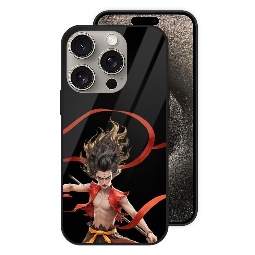 （画像用） Ne Zha 2 ナタ 魔童の大暴れ 【iPhone15Pro対応】スマホケース 耐衝撃＆黄変防止 背面ガラス