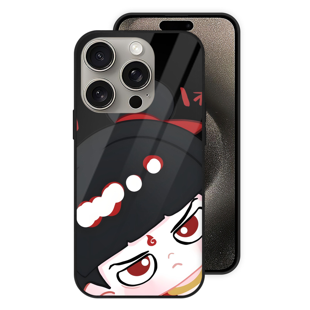 （画像用） Ne Zha 2 ナタ 魔童の大暴れ 【iPhone15Pro対応】スマホケース 耐衝撃＆黄変防止 背面ガラス