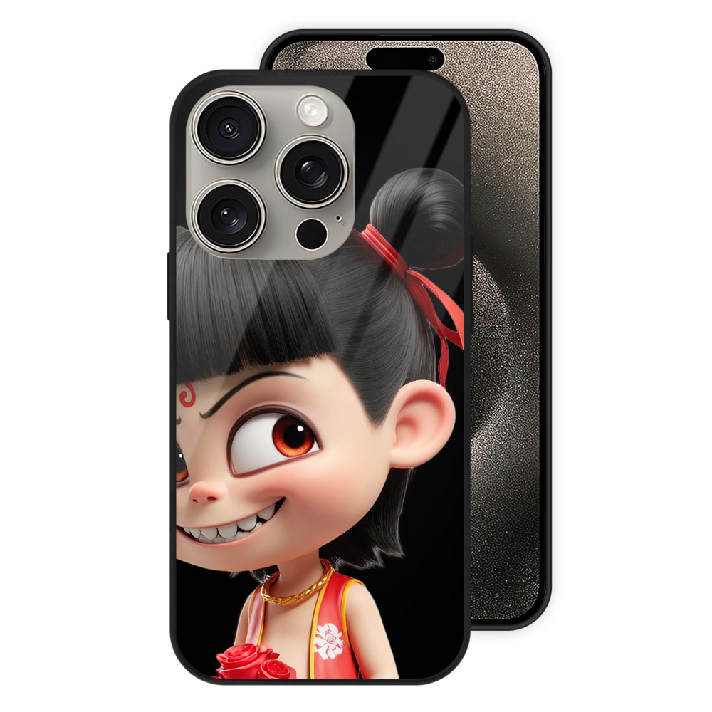 （画像用） Ne Zha 2 ナタ 魔童の大暴れ 【iPhone15Pro対応】スマホケース 耐衝撃＆黄変防止 背面ガラス