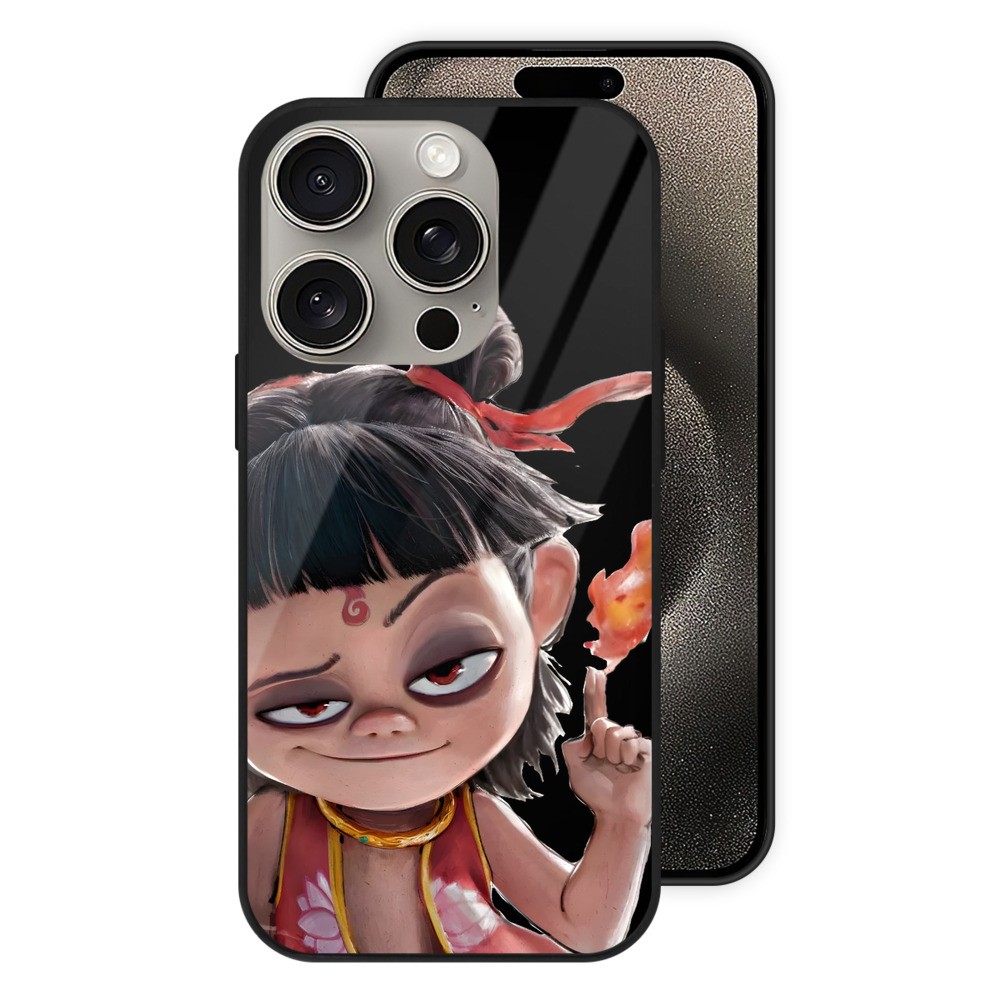 （画像用） Ne Zha 2 ナタ 魔童の大暴れ 【iPhone15Pro対応】スマホケース 耐衝撃＆黄変防止 背面ガラス