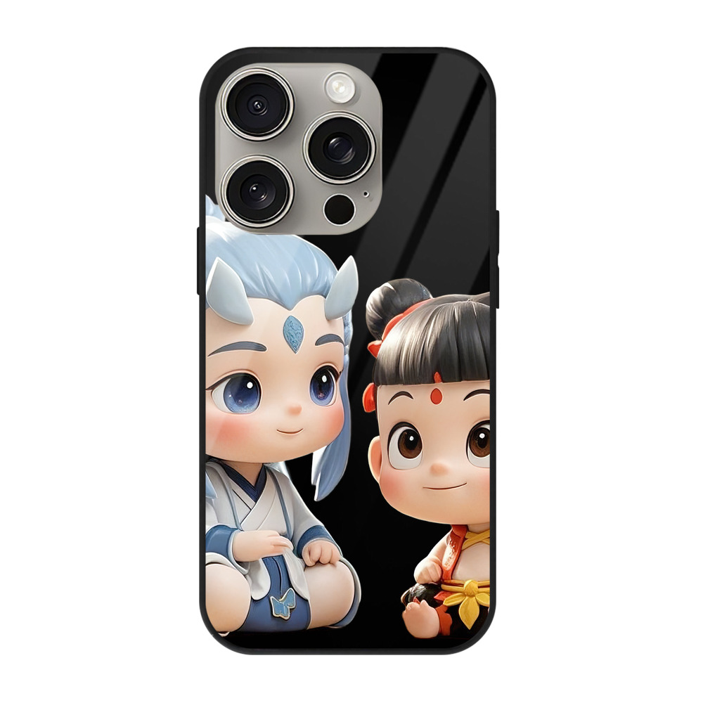 （画像用） Ne Zha 2 ナタ 魔童の大暴れ 【iPhone15Pro対応】スマホケース 耐衝撃＆黄変防止 背面ガラス