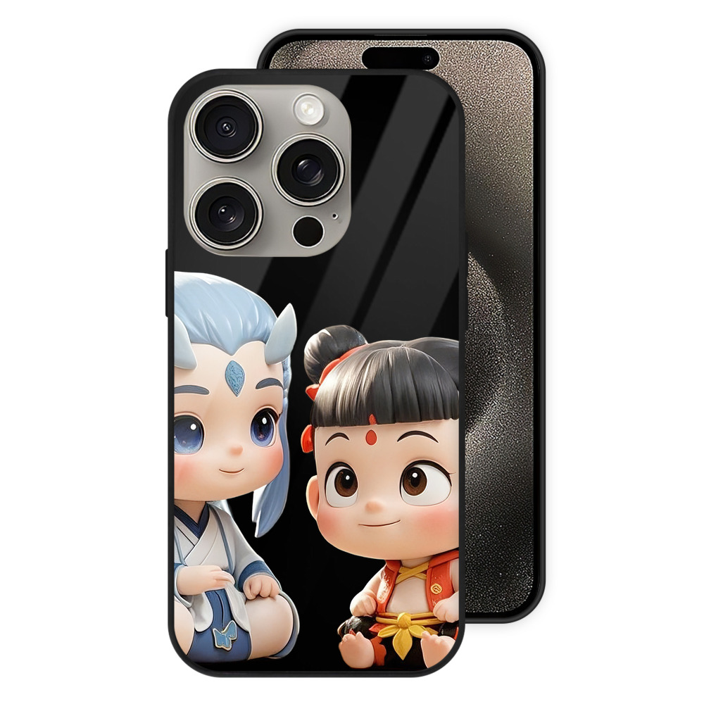 （画像用） Ne Zha 2 ナタ 魔童の大暴れ 【iPhone15Pro対応】スマホケース 耐衝撃＆黄変防止 背面ガラス