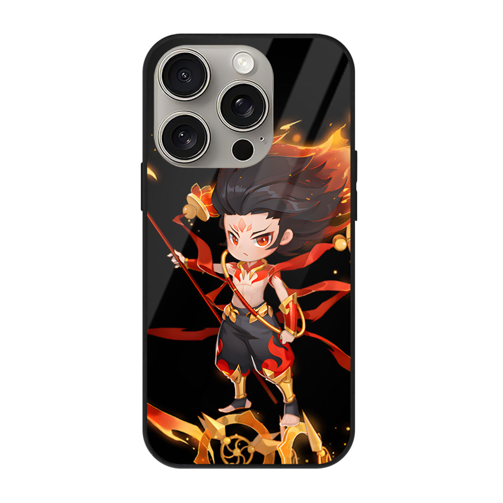 （画像用） Ne Zha 2 ナタ 魔童の大暴れ 【iPhone15Pro対応】スマホケース 耐衝撃＆黄変防止 背面ガラス