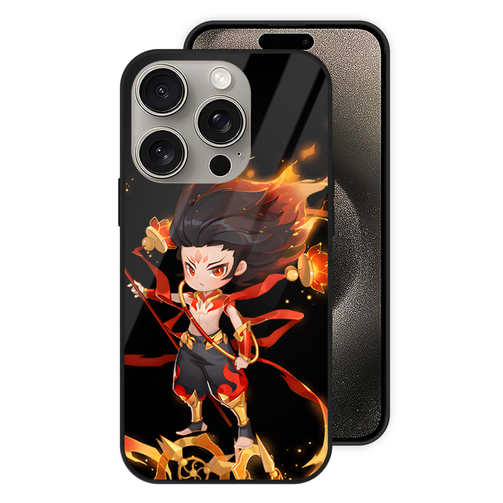 （画像用） Ne Zha 2 ナタ 魔童の大暴れ 【iPhone15Pro対応】スマホケース 耐衝撃＆黄変防止 背面ガラス