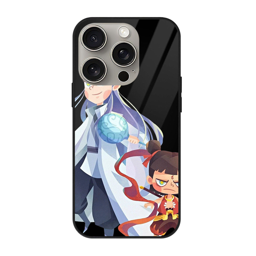 （画像用） Ne Zha 2 ナタ 魔童の大暴れ 【iPhone15Pro対応】スマホケース 耐衝撃＆黄変防止 背面ガラス