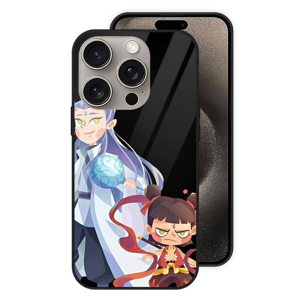 （画像用） Ne Zha 2 ナタ 魔童の大暴れ 【iPhone15Pro対応】スマホケース 耐衝撃＆黄変防止 背面ガラス