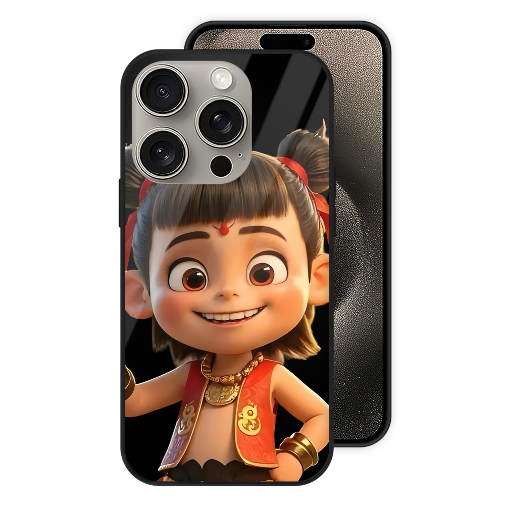 （画像用） Ne Zha 2 ナタ 魔童の大暴れ 【iPhone15Pro対応】スマホケース 耐衝撃＆黄変防止 背面ガラス