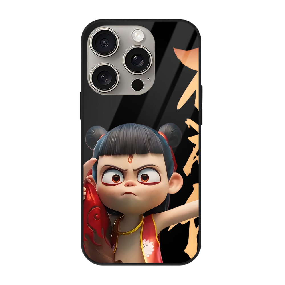 （画像用） Ne Zha 2 ナタ 魔童の大暴れ 【iPhone15Pro対応】スマホケース 耐衝撃＆黄変防止 背面ガラス