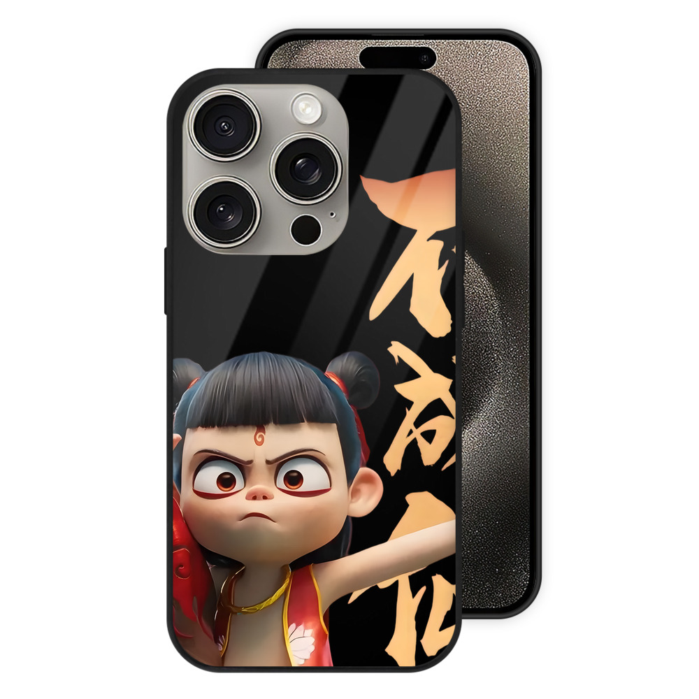 （画像用） Ne Zha 2 ナタ 魔童の大暴れ 【iPhone15Pro対応】スマホケース 耐衝撃＆黄変防止 背面ガラス