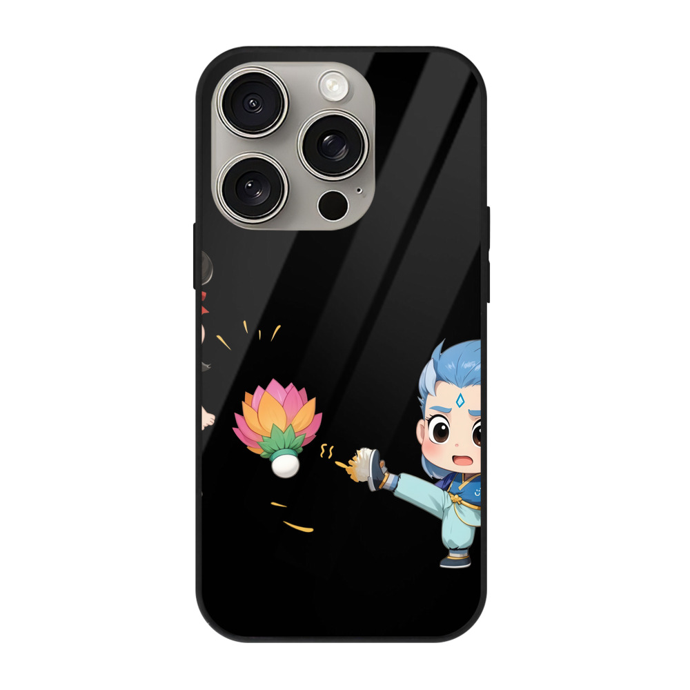 （画像用） Ne Zha 2 ナタ 魔童の大暴れ 【iPhone15Pro対応】スマホケース 耐衝撃＆黄変防止 背面ガラス