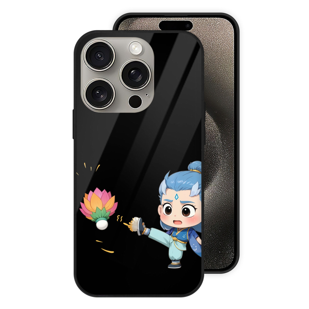 （画像用） Ne Zha 2 ナタ 魔童の大暴れ 【iPhone15Pro対応】スマホケース 耐衝撃＆黄変防止 背面ガラス