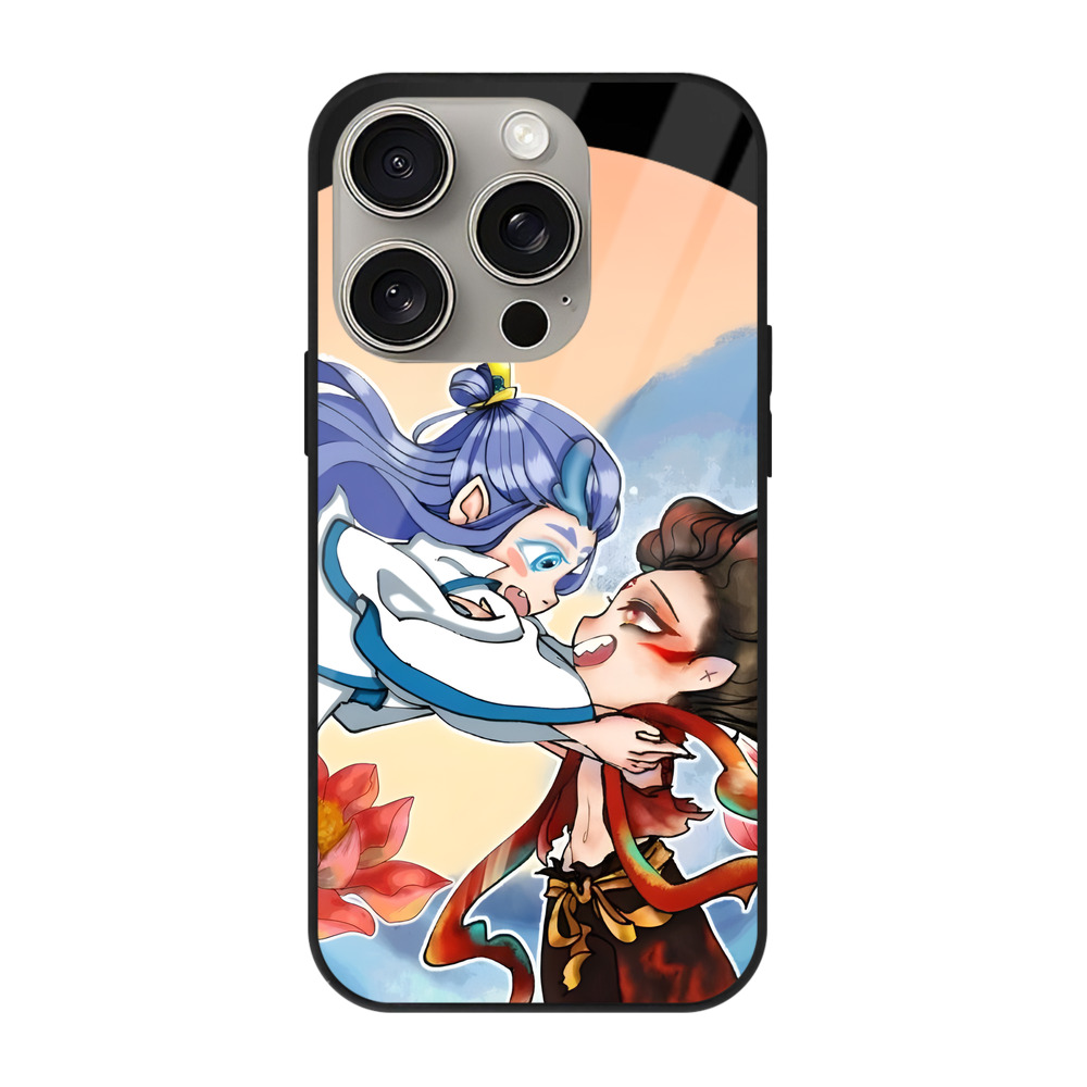 （画像用） Ne Zha 2 ナタ 魔童の大暴れ 【iPhone15Pro対応】スマホケース 耐衝撃＆黄変防止 背面ガラス