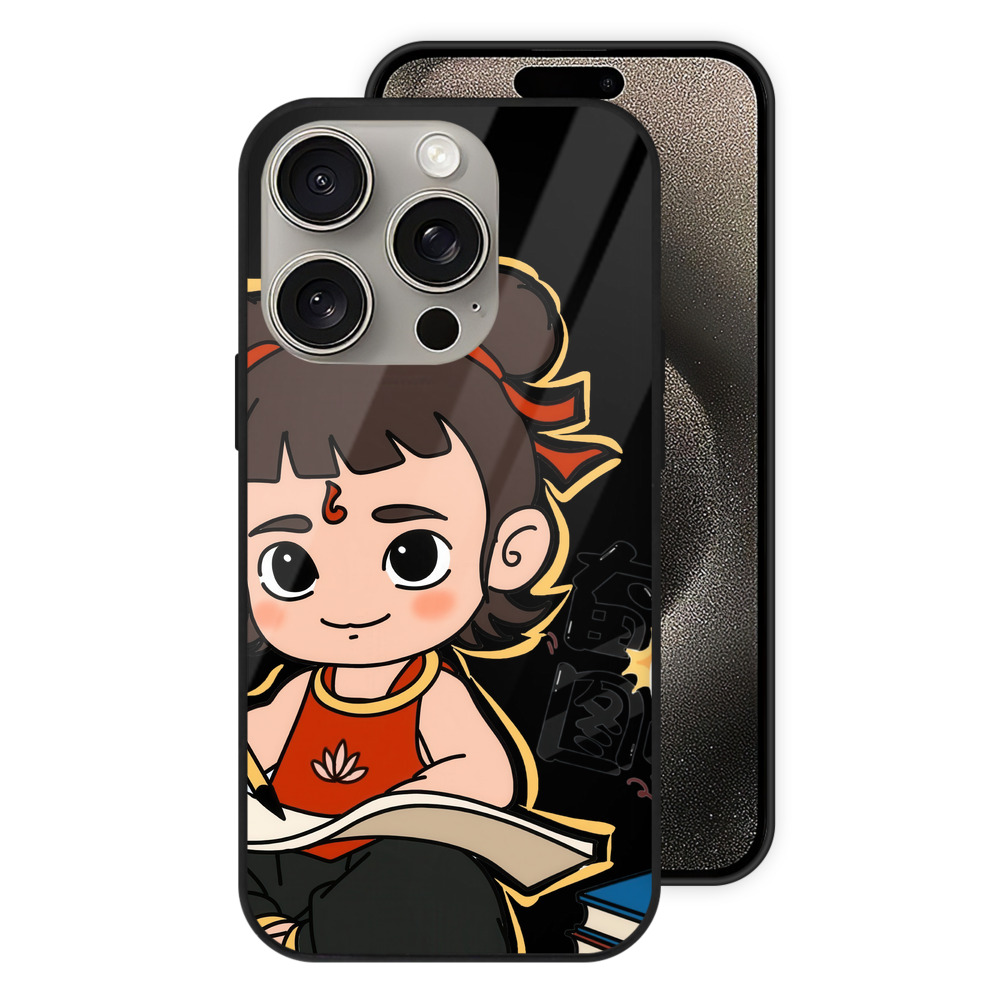 （画像用） Ne Zha 2 ナタ 魔童の大暴れ 【iPhone15Pro対応】スマホケース 耐衝撃＆黄変防止 背面ガラス