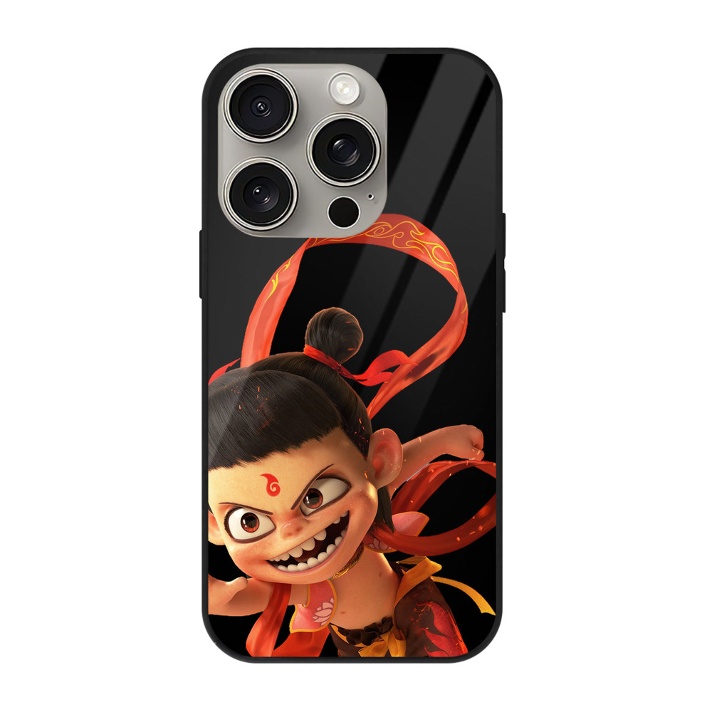 （画像用） Ne Zha 2 ナタ 魔童の大暴れ 【iPhone15Pro対応】スマホケース 耐衝撃＆黄変防止 背面ガラス