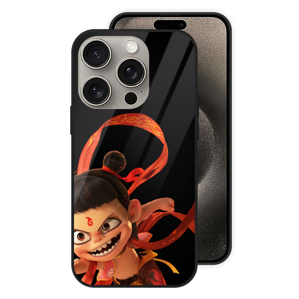 （画像用） Ne Zha 2 ナタ 魔童の大暴れ 【iPhone15Pro対応】スマホケース 耐衝撃＆黄変防止 背面ガラス