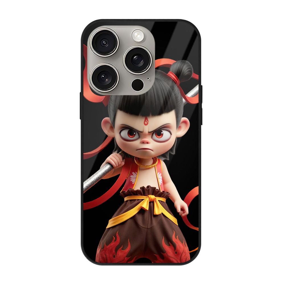（画像用） Ne Zha 2 ナタ 魔童の大暴れ 【iPhone15Pro対応】スマホケース 耐衝撃＆黄変防止 背面ガラス