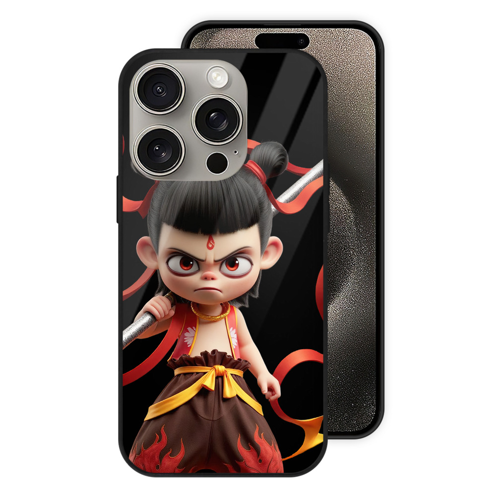 （画像用） Ne Zha 2 ナタ 魔童の大暴れ 【iPhone15Pro対応】スマホケース 耐衝撃＆黄変防止 背面ガラス