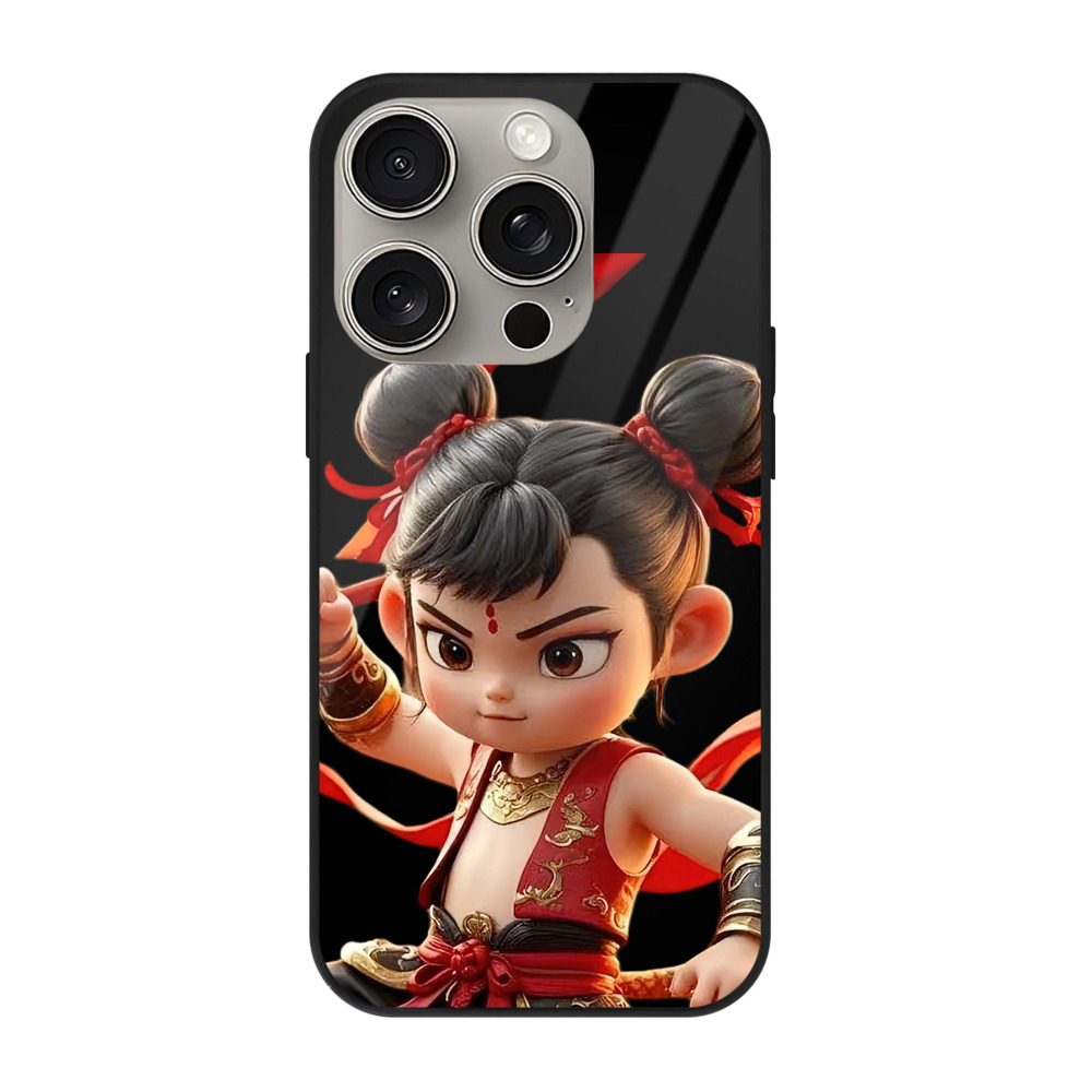 （画像用） Ne Zha 2 ナタ 魔童の大暴れ 【iPhone15Pro対応】スマホケース 耐衝撃＆黄変防止 背面ガラス