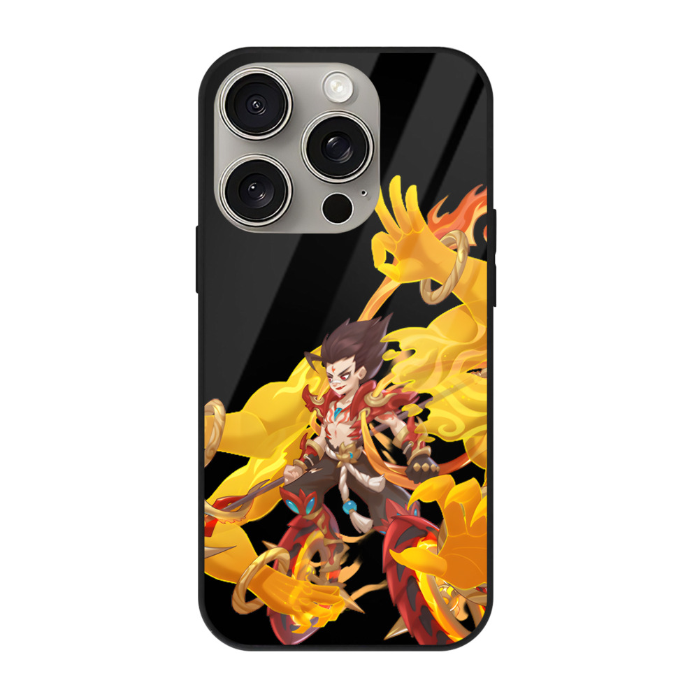（画像用） Ne Zha 2 ナタ 魔童の大暴れ 【iPhone15Pro対応】スマホケース 耐衝撃＆黄変防止 背面ガラス