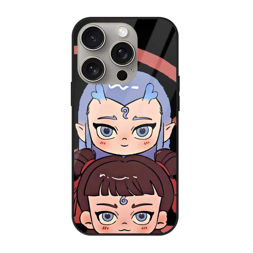 （画像用） Ne Zha 2 ナタ 魔童の大暴れ 【iPhone15Pro対応】スマホケース 耐衝撃＆黄変防止 背面ガラス