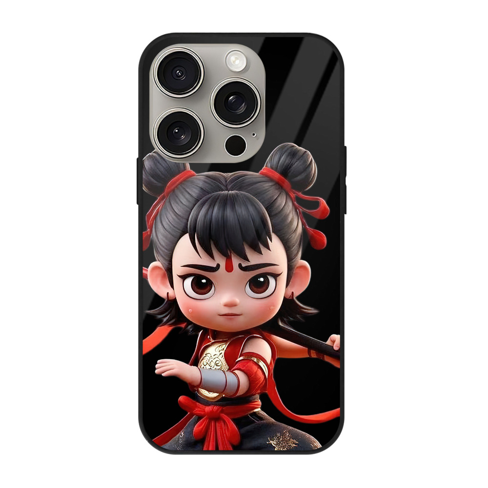 （画像用） Ne Zha 2 ナタ 魔童の大暴れ 【iPhone15Pro対応】スマホケース 耐衝撃＆黄変防止 背面ガラス