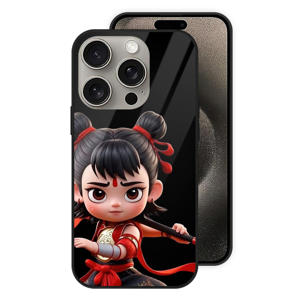 （画像用） Ne Zha 2 ナタ 魔童の大暴れ 【iPhone15Pro対応】スマホケース 耐衝撃＆黄変防止 背面ガラス
